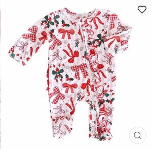 NWT Caden Lane NB Christmas Bows Ruffle Butt Zippy